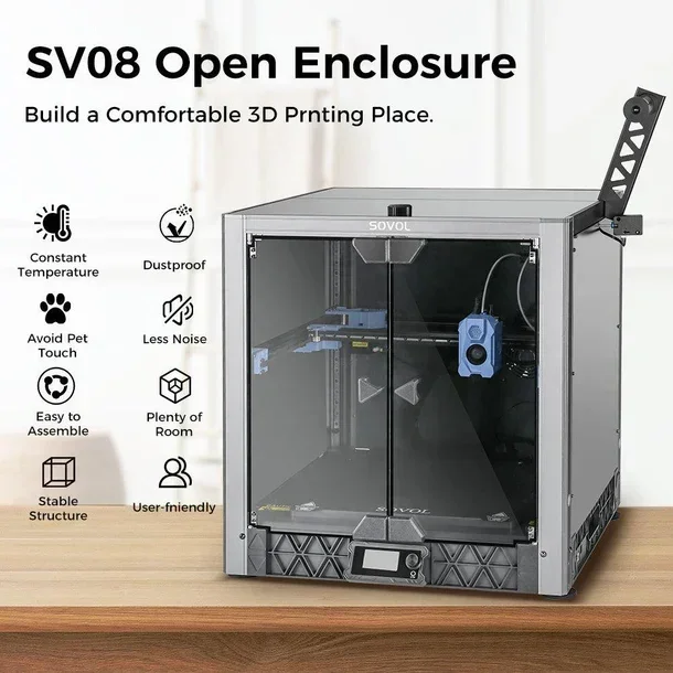 Sovol New Launched 3D Printer SV08 Metal and Silicon Boride Glass Open Enclosure for Constant Temperature Dust Proof Less Noise