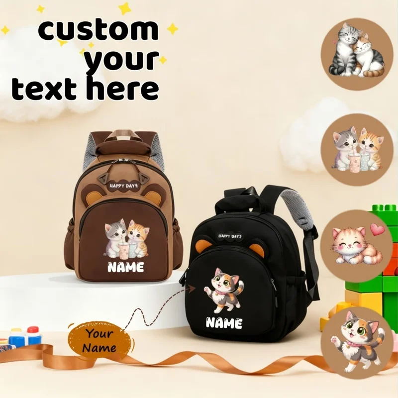 

Customizable back-to-school casual versatile large-capacity backpack with a cat print, suitable for boys and girls for everyday