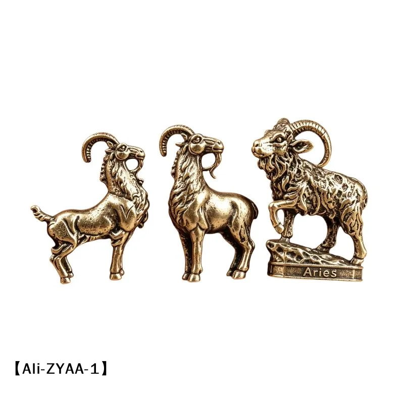 【A】Mini Vintage Zinc Alloy Animal Goat Figurines Statue Home Decor Vintage Handcrafted For Desk Ornament