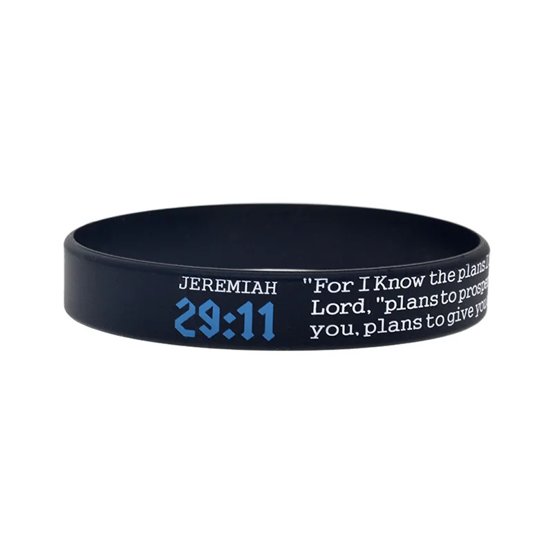 JEREMIAH 29:11 JOHN 3:16 PHILIPPIANS 4:13 MATTHEW 7:7 Silicone Bracelet Christian Bible Verse Wristband 4 Pcs