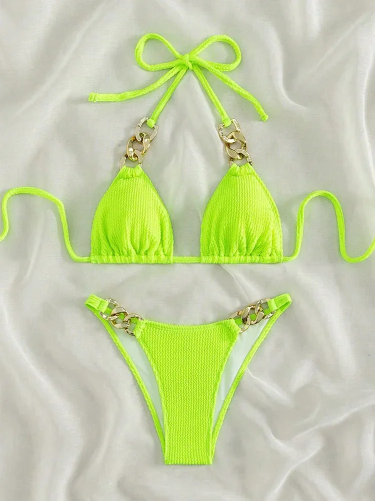 

Sexy Solid Laced Up Bikini 2 Piece Set Women Split Swimsuit Fashion High Waist Beach Bikini 2025 New Summer Swimwear Bikinis Set