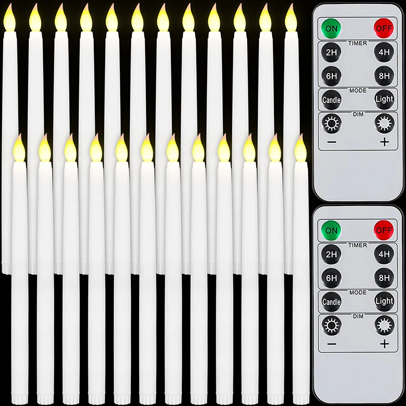 240-12 sztuk bezpłomieniowe świece stożkowe migocząca świeca LED na baterie sztuczna świeca woskowa z pilotem i timerem na imprezy