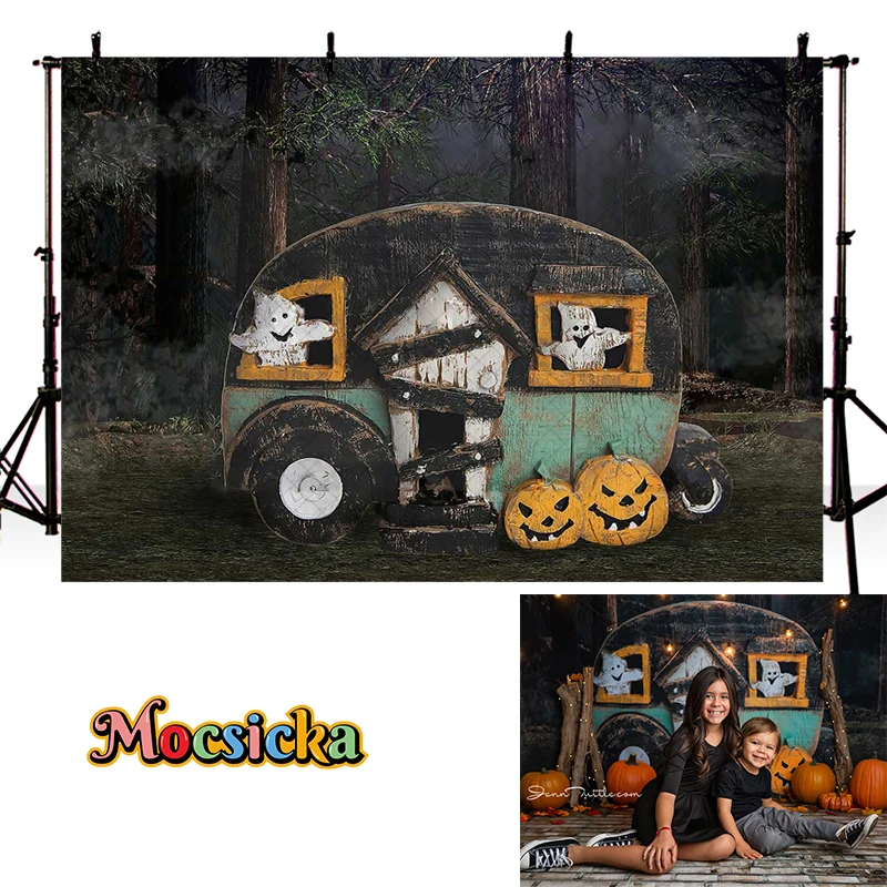 Mocsicka Halloween Backdrop For Baby Child Portrait Photography Background Cake Smash Birthday Party Pumpkin Spooky Decor Props