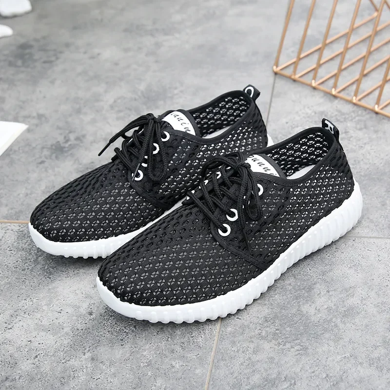 Zapatos De Mujer Women Fashion Plus Size Breathable White Lace Up Shoes Lady Classic Round Toe Anti Skid Black Spring Shoes A148