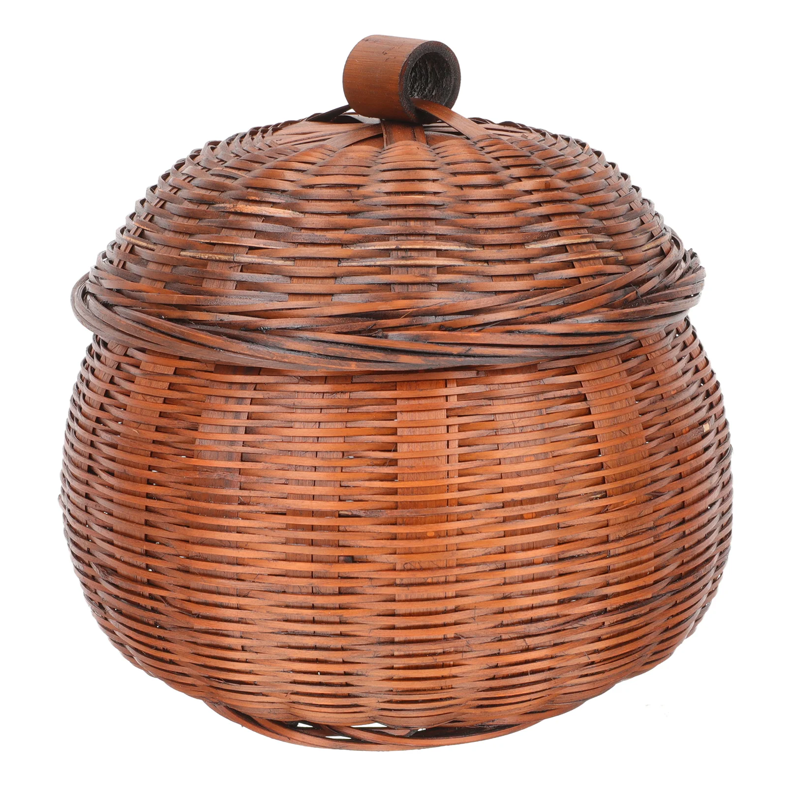 

Retro Pumpkin Basket Bread with Lid Shaped Storage Trash Can Baskets Delicate Egg Daily Use Holder Household Garbage Office