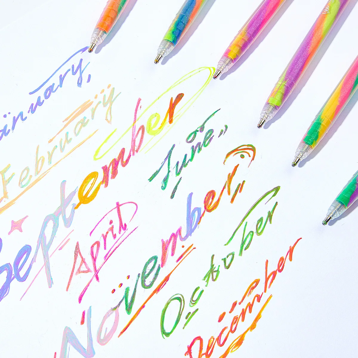 Surligneur de couleur de noël 1.2mm, stylo arc-en-ciel dégradé tricolore, dessin de compte à main, carte de vœux, stylo en spirale pour festival, 6 pièces