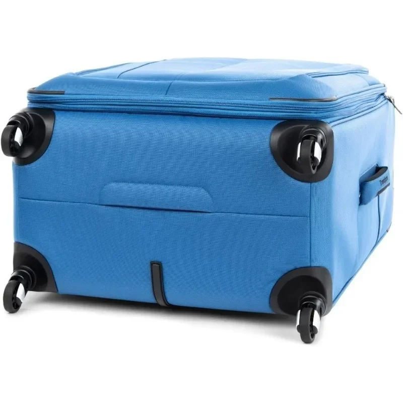 Softside Expandable Checked Luggage with 4 Spinner Wheels, Lightweight Suitcase, Men and Women, Azure Blue