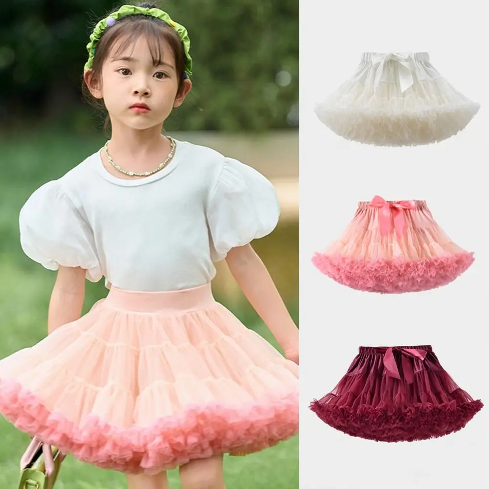 Fashion Princess Fluffy Tulle Skirt Ballet Elastic Waist Party Dance Dress Girls Tutu Skirts For Children