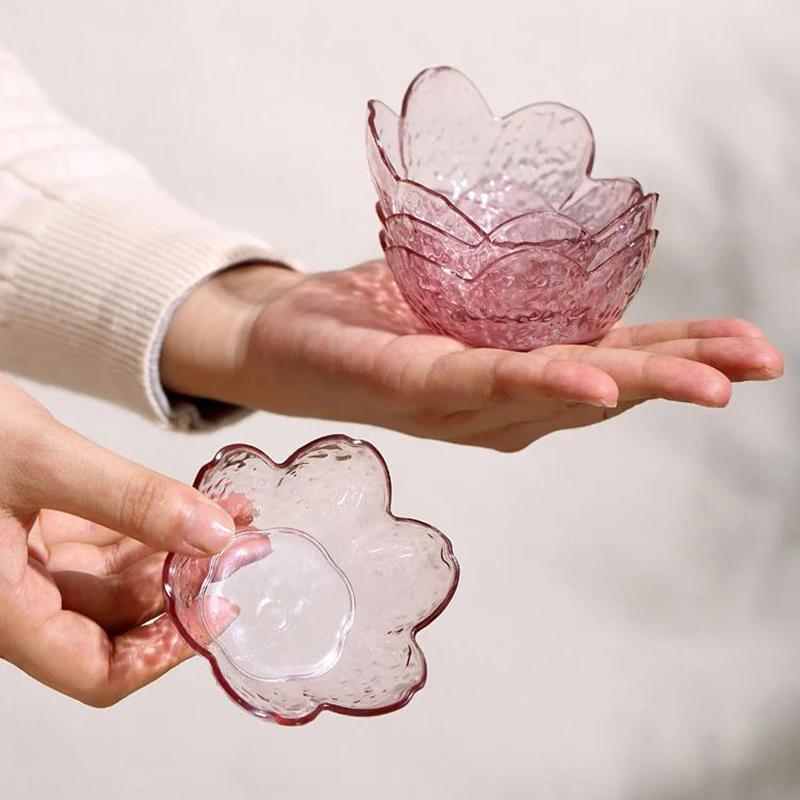 Household Hammer Pattern Cherry Blossom Sauce Dishes Small Plastics Seasoning Dish Sauce Bowl Ice Cream Small Dinner Plates
