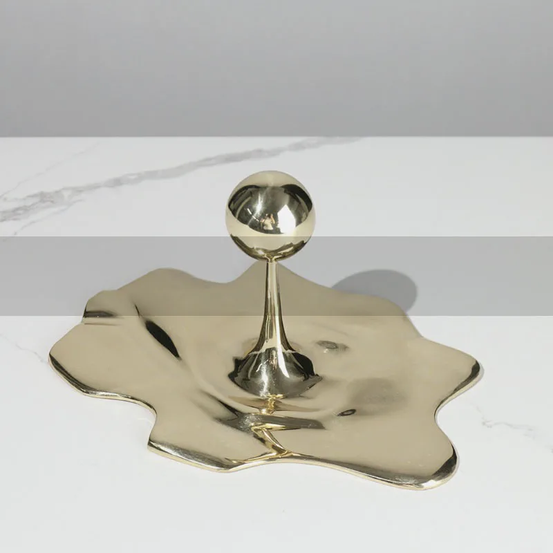 Modern Golden Irregular Fruit Plate Tray Decoration Creative Water Drop Metal Decoration Living Room Dining Table Ornaments