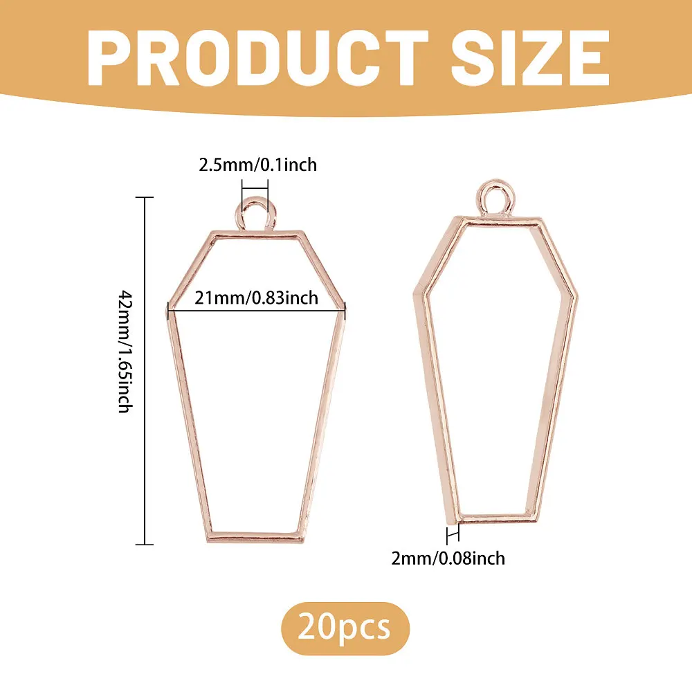 Alloy Open Bezel Blank Coffin Shape Hollow Pendants Open Frame Pendant Charms for Jewelry Making DIY Earring Keychain