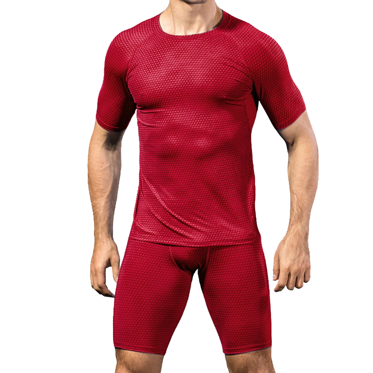 Conjunto de roupas esportivas de treinamento masculino Dry Fit roupas de ginástica Fitness manga curta camisa de compressão terno roupa esportiva apertada kta자
