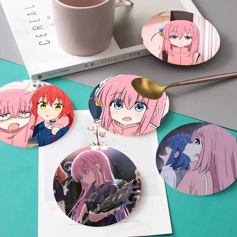1pc Anime B-Bocchi The R-Rock Wooden Coaster Colour Printing Cup Mat Home Desk Decoration Gifts