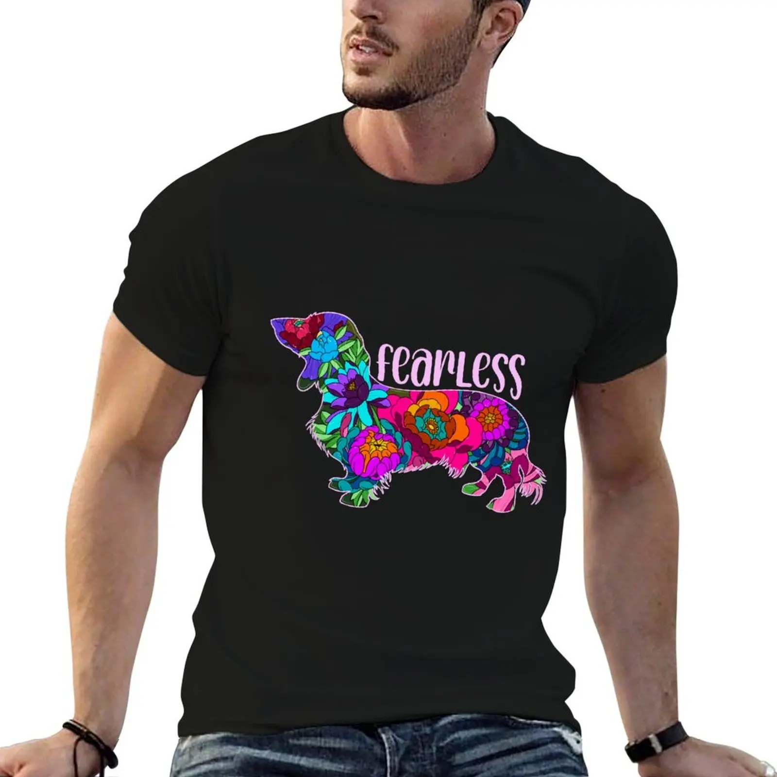 Fearless Dachshund T-Shirt T-shirt à manches courtes en coton doux et basique