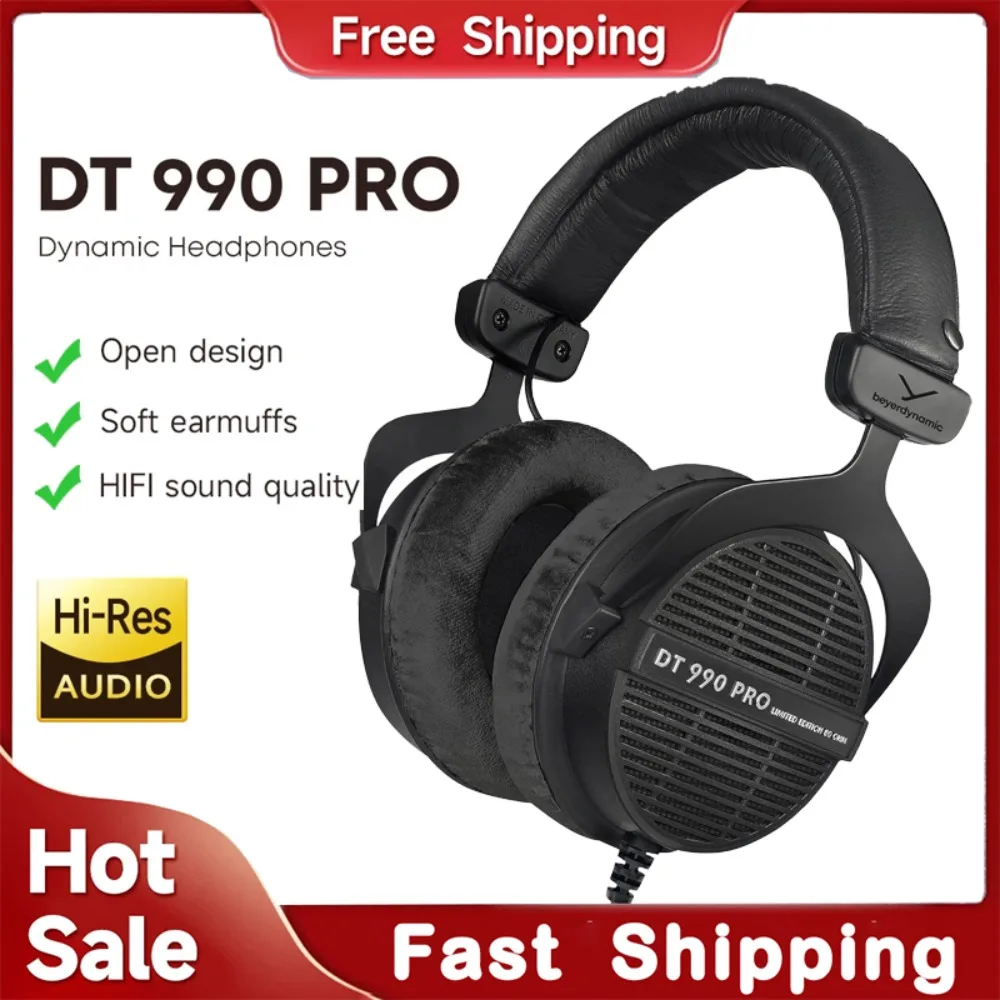 Beyerdynamic DT 990 PRO Open-Back Studio Monitor Headphones with High-Resolution Audio for Mixing and Mastering Dt990 Pro