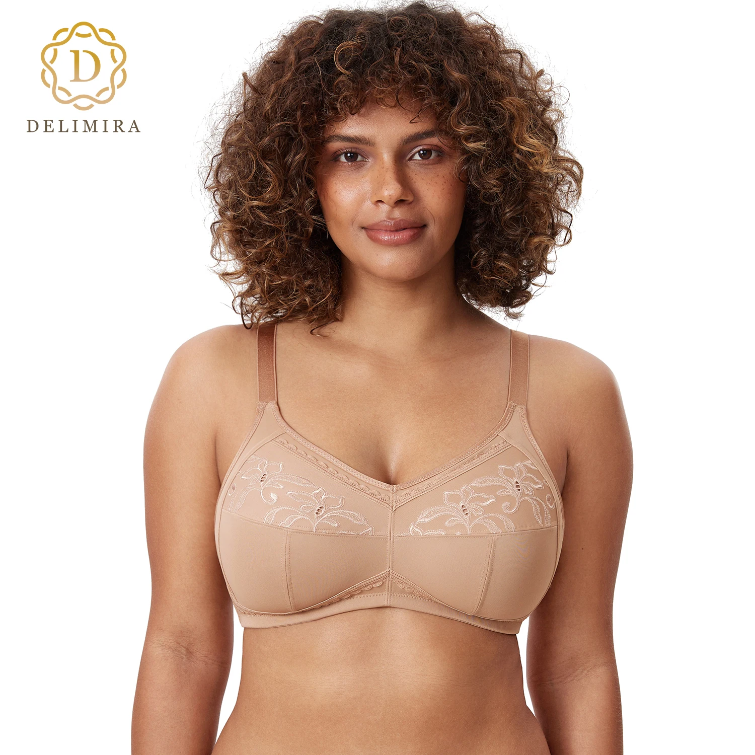 

DELIMIRA Women's Mastectomy Pockets Wireless Post-Surgery Plus Size cotton Sleep bralette Bra