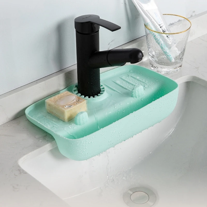 Q1JB Lavello da cucina Accessorio per bagno Robusti materiali PP Paraspruzzi per rubinetti con stracci spugne Organizzatori