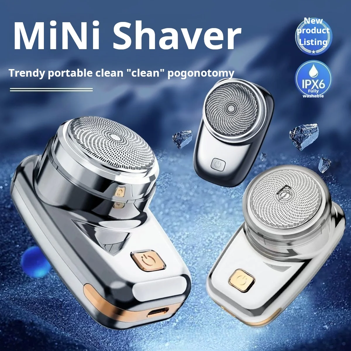 New waterproof rechargeable mini men's essential pocket machine 3 knife head small steel gun electric shaver for men