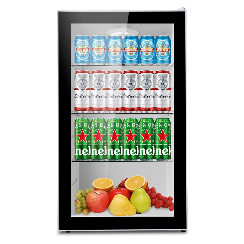 High Quality 95L Mini Fridge Refrigerator Glass Door Cooler