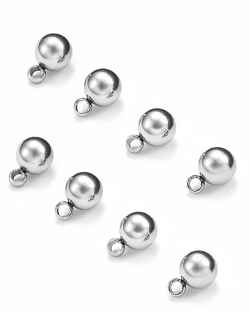 30pcs 4/5/6mm Round Charms Beads Stainless Steel Solid Ball Pendants for DIY Bracelet Necklace Earrings Jewelry Making Materials