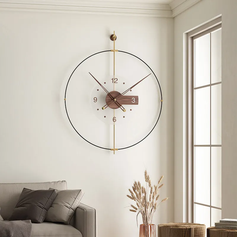 Luxury wall clock - creative timepiece for living room, high-end minimalist corner clock, italian art design