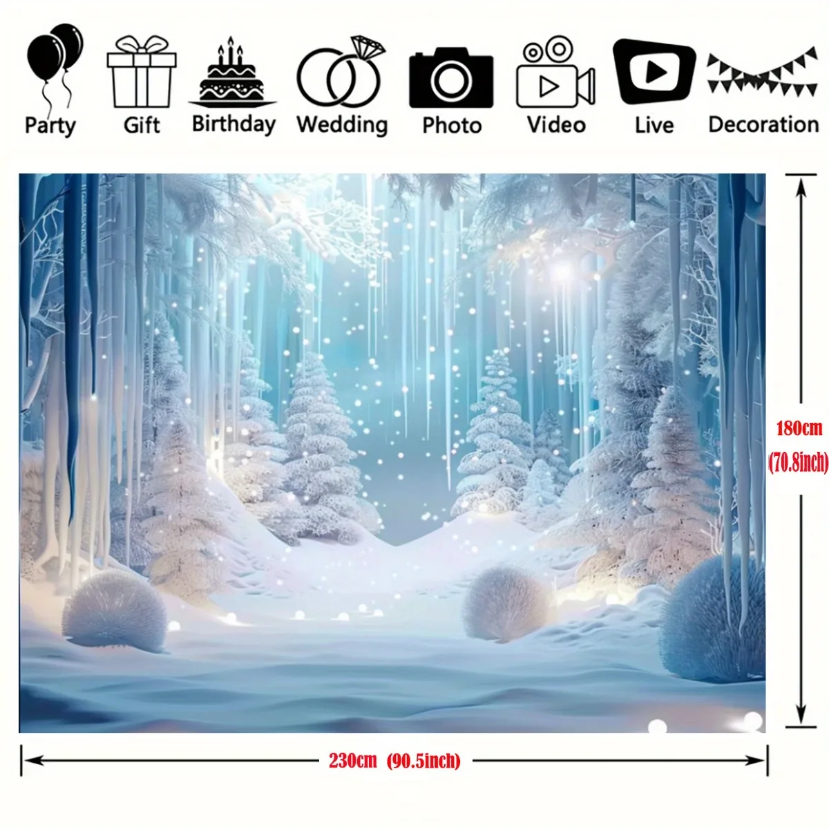 Enchanting Winter Wonderland Forest Mural Tapestry Blue Snow Scene Wall Art Decor Xmas Christmas Home Decoration