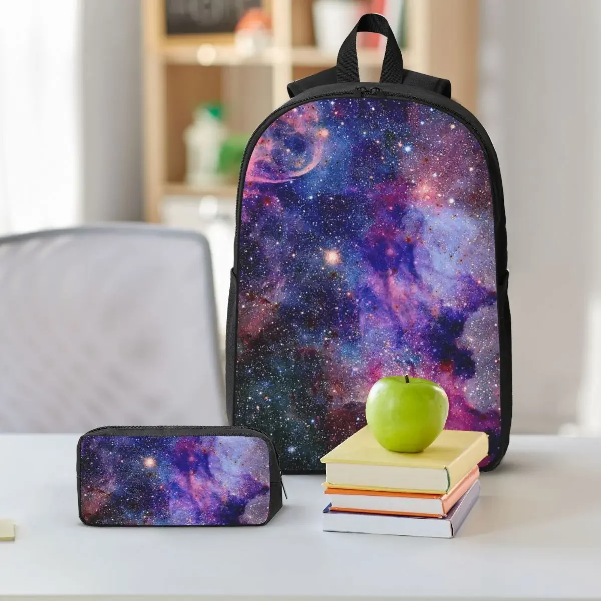 Planet Earth Backpack Student Boys Girls BookBag School Bag Computer Shoulder Bags 3ps Insulated Lunch Bag Pencil Case