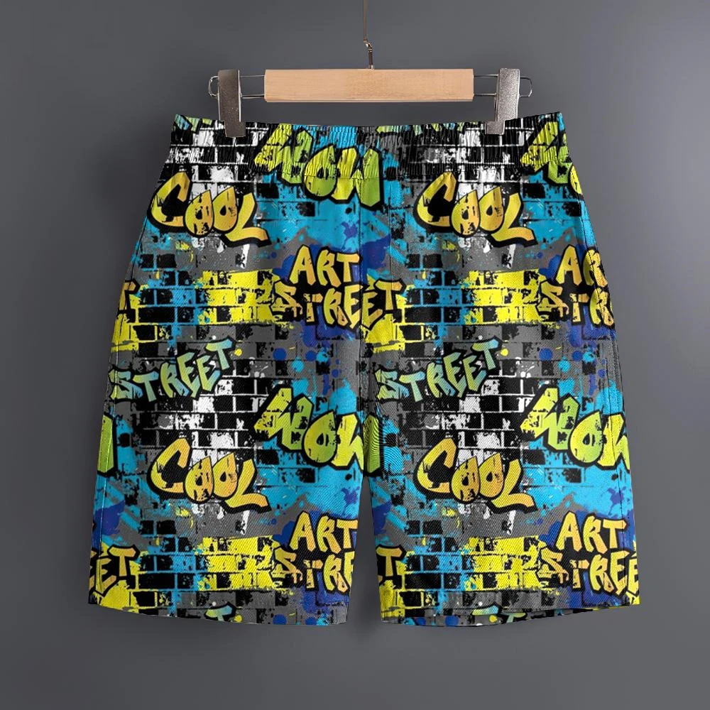 

Мужские гавайские пляжные шорты с 3D-принтом в стиле комиксов, быстросохнущие, для активного отдыха и спорта, модные мужские шорты