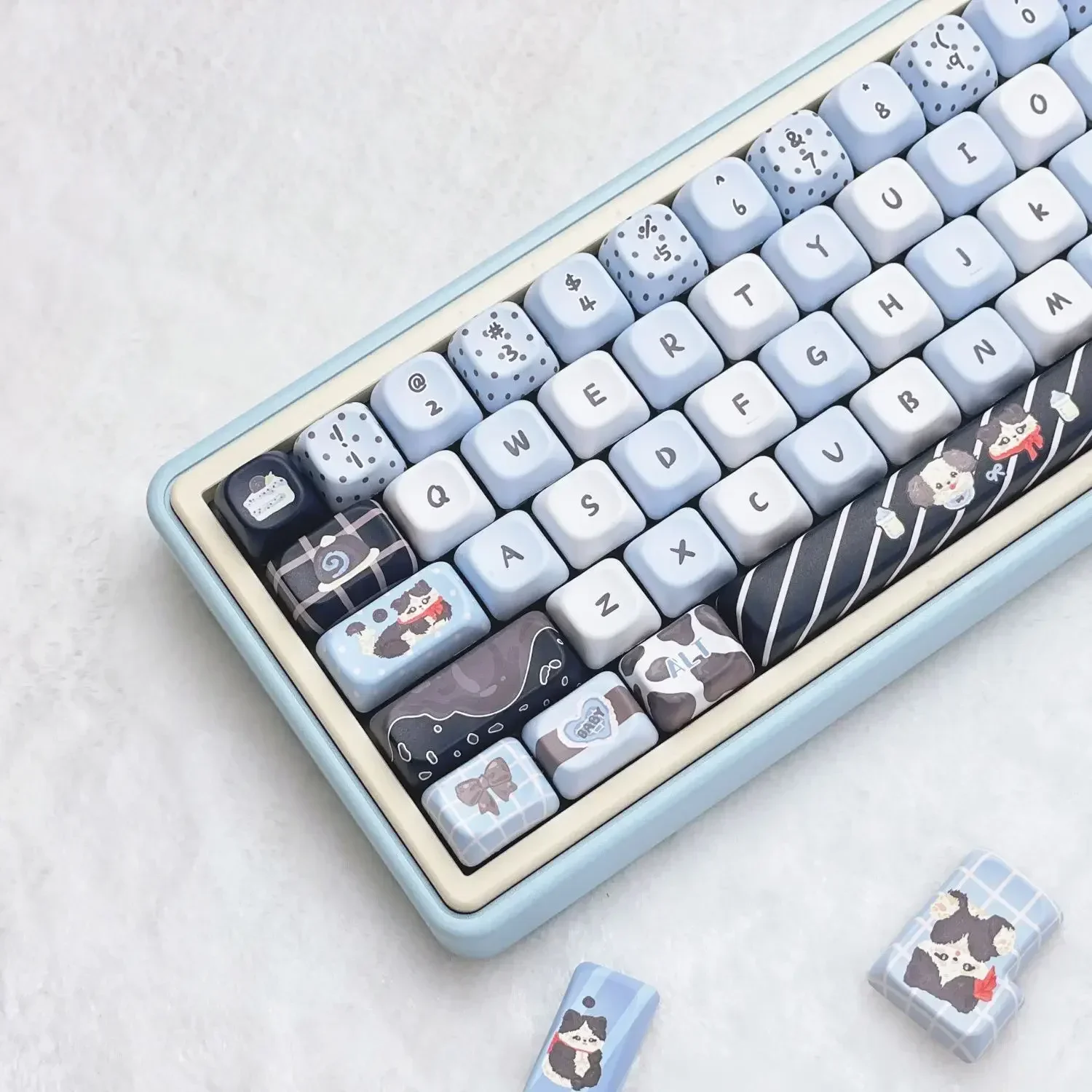 

Sea salt cat keycap PBT sublimation blue HI75 HI8 K99 F99 104F87