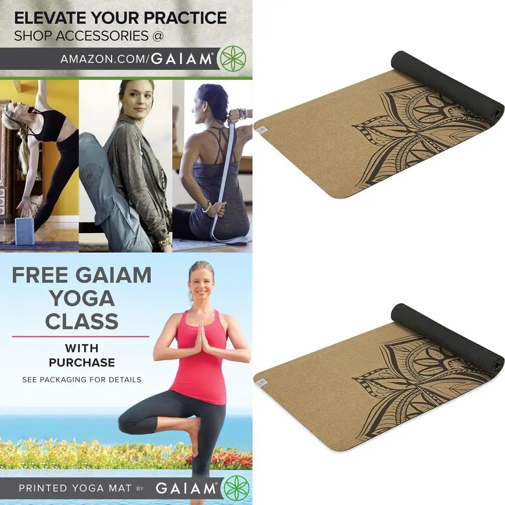 

Sustainable Cork Yoga Mat - Sweat and Odor Resistant | Non-Slip Backing | Ideal for Hot Yoga, Pilates, and Fitness (68 x 24 x 5m