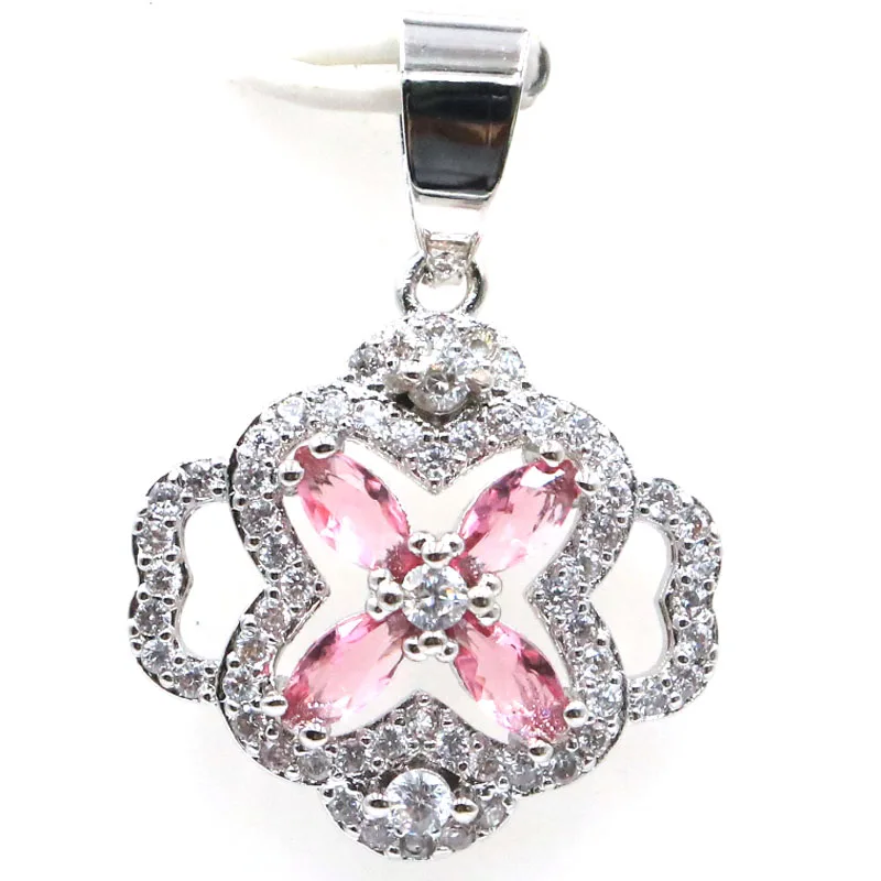 

Buy 3 Get 1 Free 26x18mm New Designed Pink Tourmaline Golden Citrine White CZ Jewelry For Woman's Silver Pendant