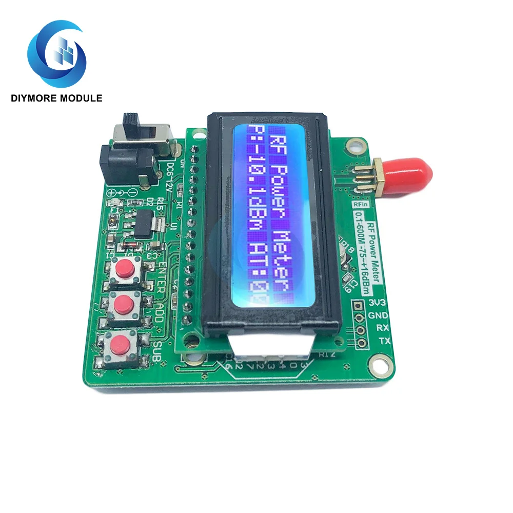 Accurate Power Meter Digital LCD RF Power Meter -75~16 dBm 1-600MHz Radio Frequency Attenuation Value AT Attenuation dB Module