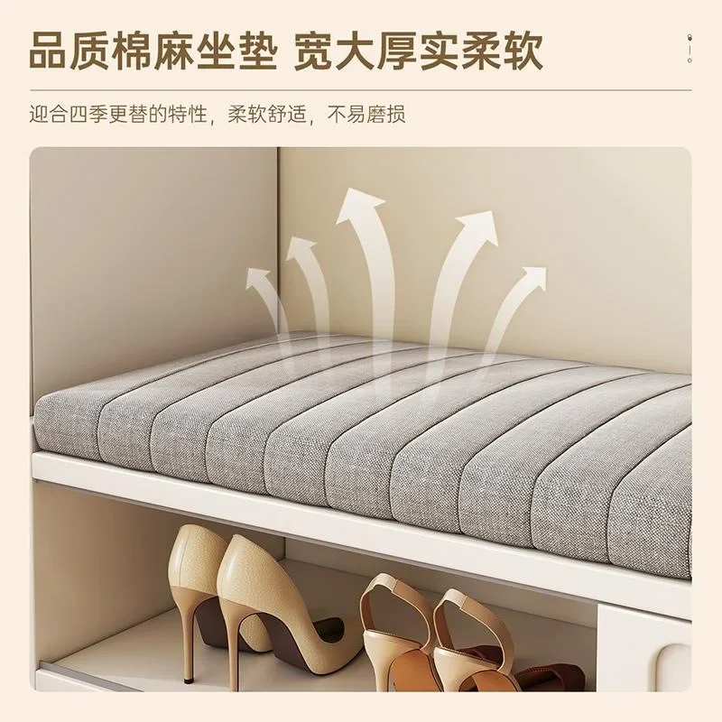 Cream Style Shoe Changing Stool Home Doorway Sitting Shoe Rack Home Multi-Layer Shoe Cabinet Stool Integrated Footstool