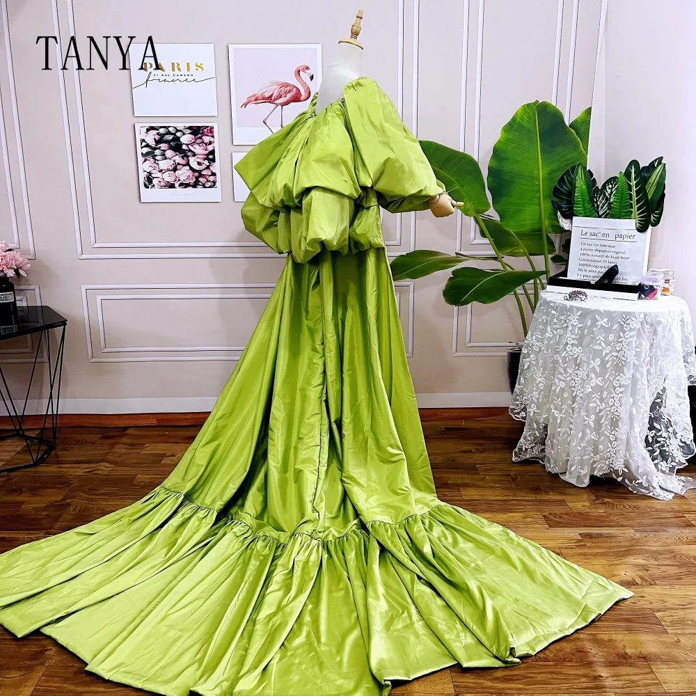 Customized New Design Fashion Taffeta Puff Wedding Cape With Long Train For Women Elegant Jacket With Sleeves Chic ZJ111