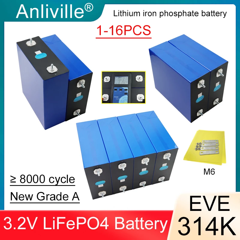 Neue Klasse A EVE 3,2 V 314 Ah wiederaufladbare Lithium-Eisenphosphat-Batterie DIY 12 V 24 V 48 V