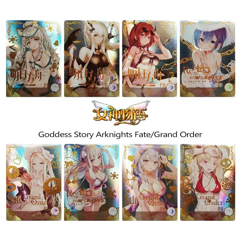 

Goddess Story PR card Rem Emilia Anime characters Bronzing collection Game cards Christmas Birthday gifts Children's toys