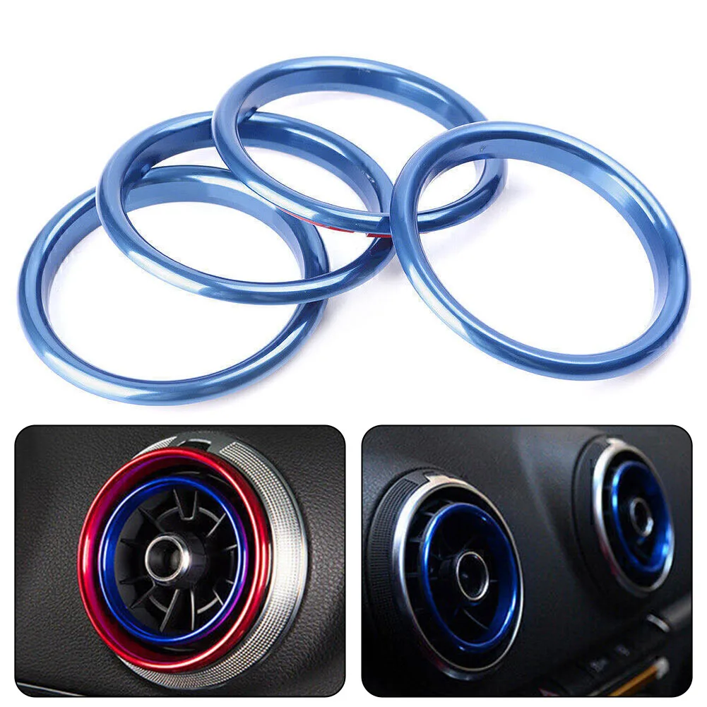 

4PCS For Audi-A3 8V 2012-2019 Air Vent Ring Cover Trim Center Console Air-Conditioner Outlet Ring Blue Car Interior Accessories