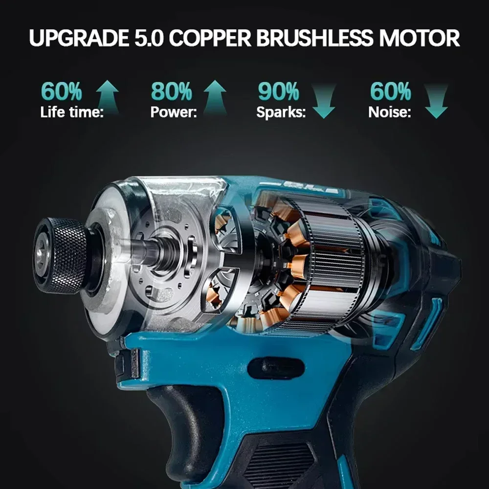 

100% Makita DTD173 Brushless Impact Driver 180N.m Cordless Electric Drill Screwdriver Power Tool For Makita 18V Battery Pin
