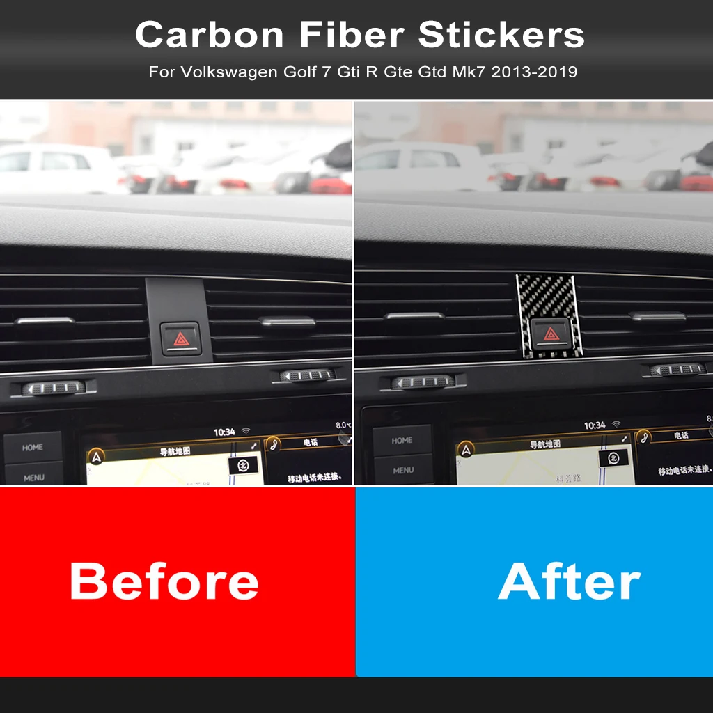 For Volkswagen Golf 7 Gti R Gte Gtd Mk7 2013-2019 Auto Center Control Emergency Warning Light Cover Sticker Trim Car Accessories