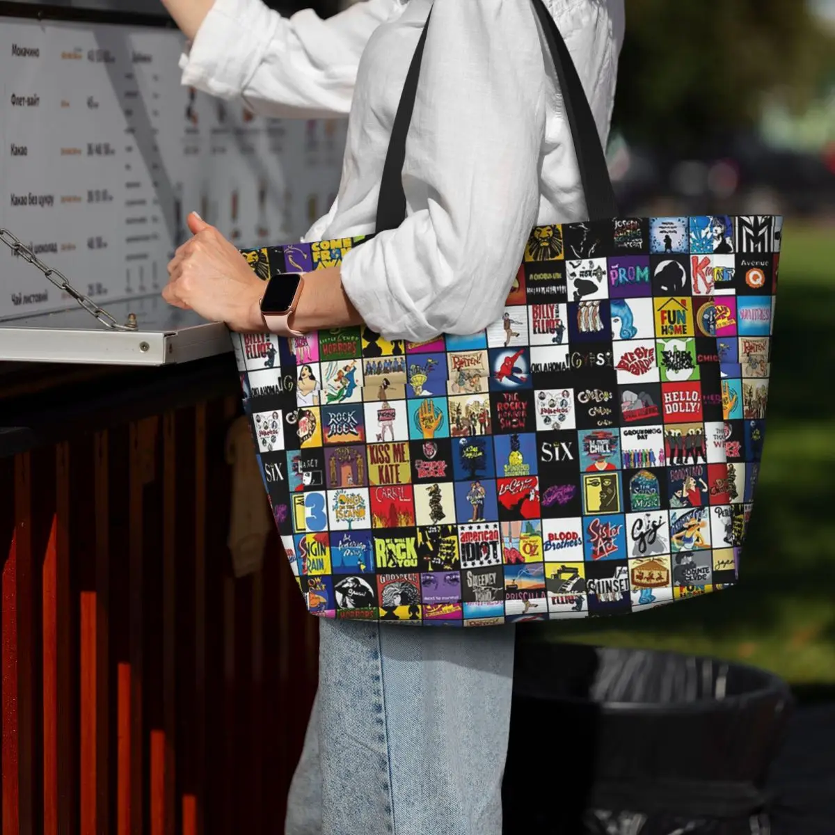 Broadway Musical Theatre Logos - Hand Drawn Beach Tote Bag Sport Gym Yoga Duffle Large Tote Bag Women Travel Bag Fitness bag
