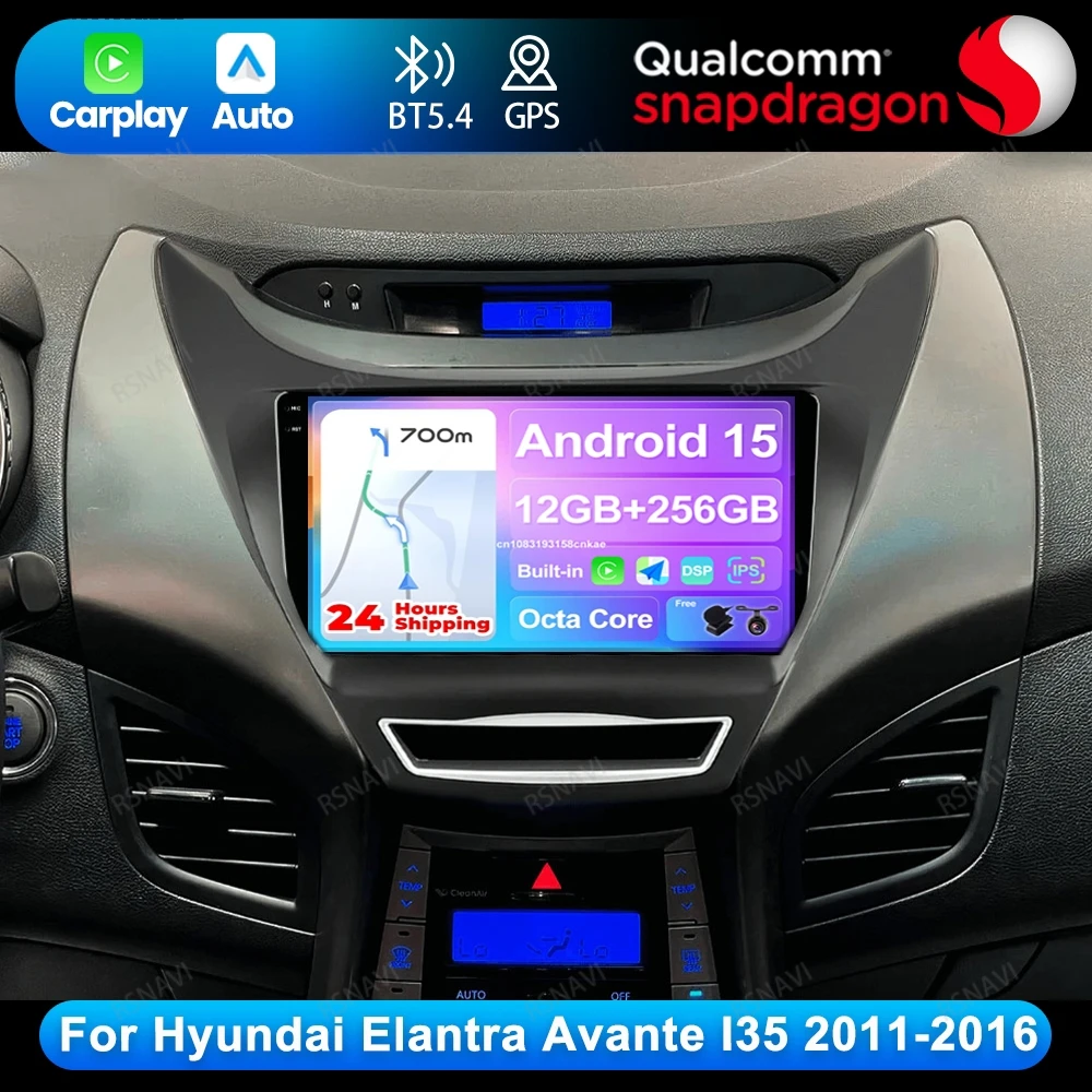 

Android 15 For Hyundai Elantra Avante I35 2011-2016 Qualcomm GPS BT Head Unit Navigation DSP Viedo Player DVD Car Radio Stereo