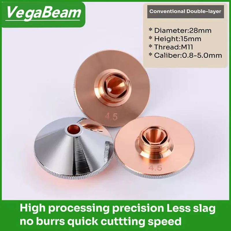 RaytoolsI Laser Nozzle Single Double Chrome-plated Layers Dia.28mm H15 Caliber 1.0-5.0mm for RaytoolsI WSX Fiber Laser Nozzles
