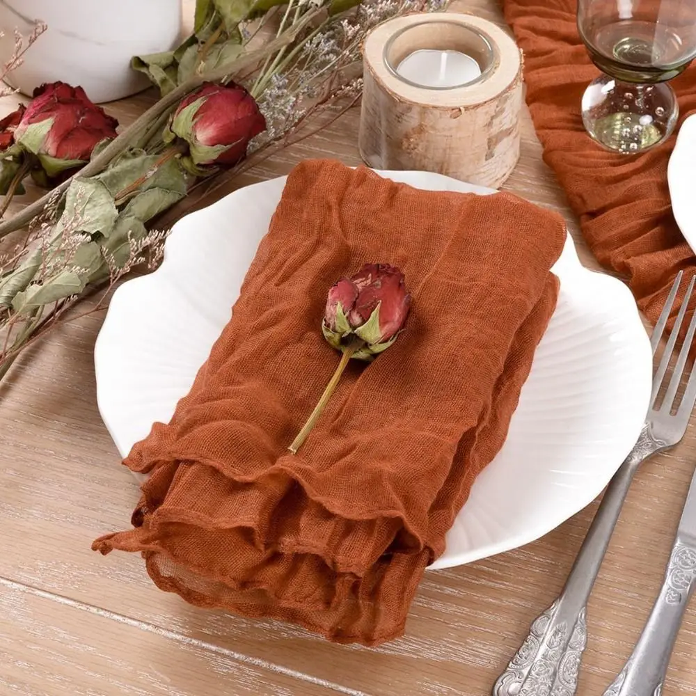 Party Supply Table Decoration Gauze Napkin Soft Reusable Cotton Napkin Vintage Thin Placemats Wedding