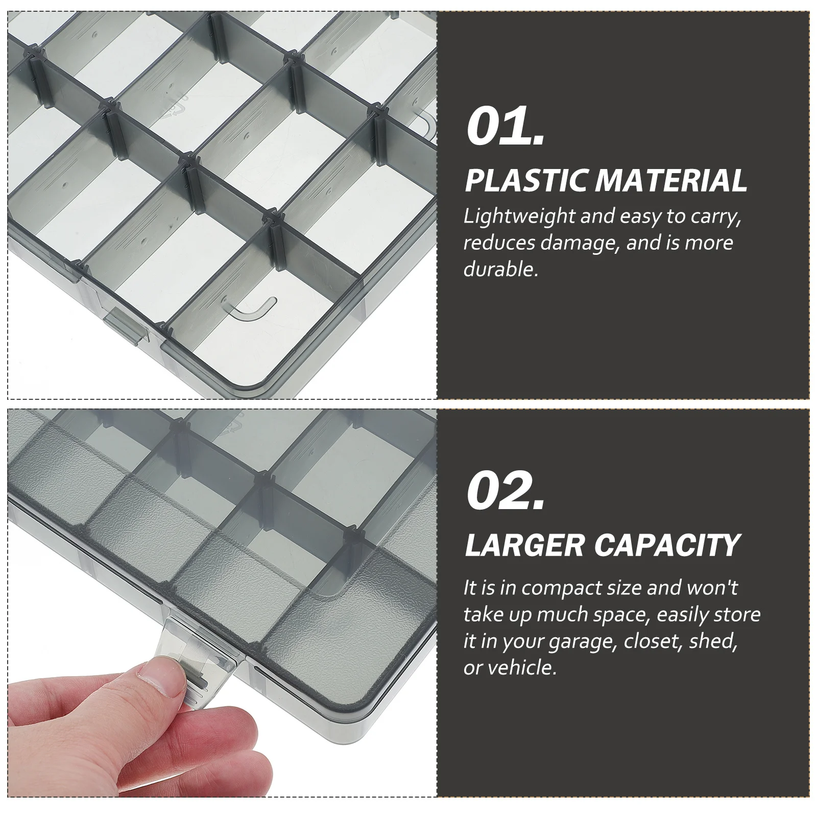 

Plastic Parts Storage Box Transparent Lid Lightweight Durable Portable Organizer For Tools Screws Bolts Hardware Fishing