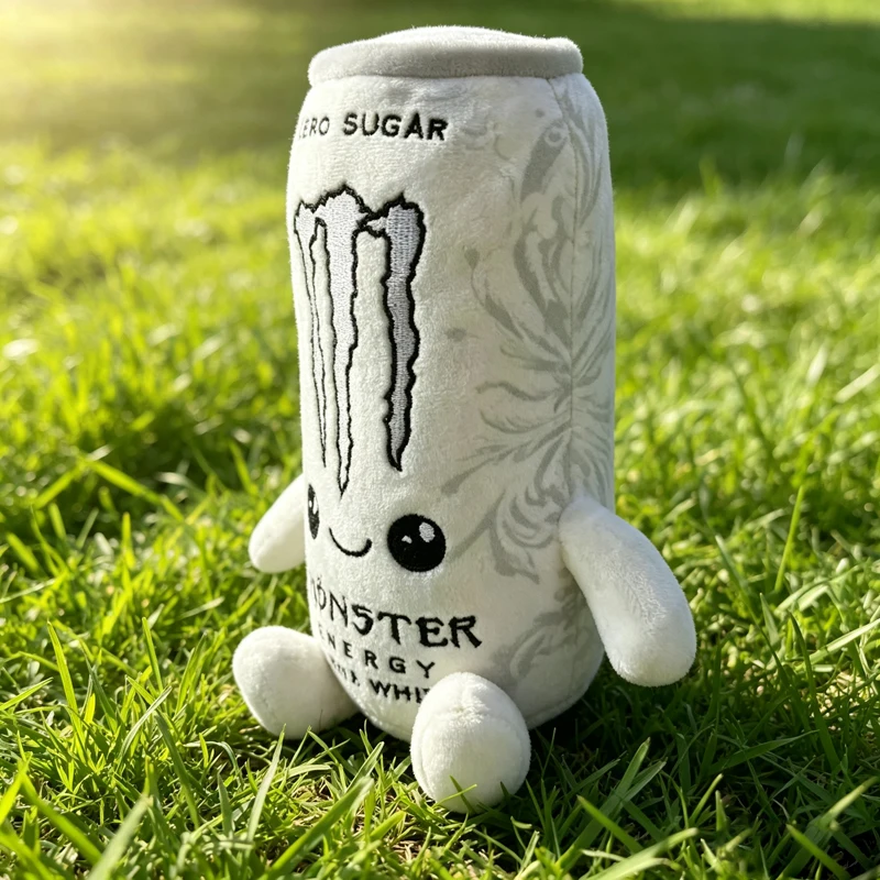 Simulation White Energy Drink Can Shaped Plush Toy Zero Sugar Theme Soft Stuffed Doll Desktop Ornament Holiday Gift For Fans