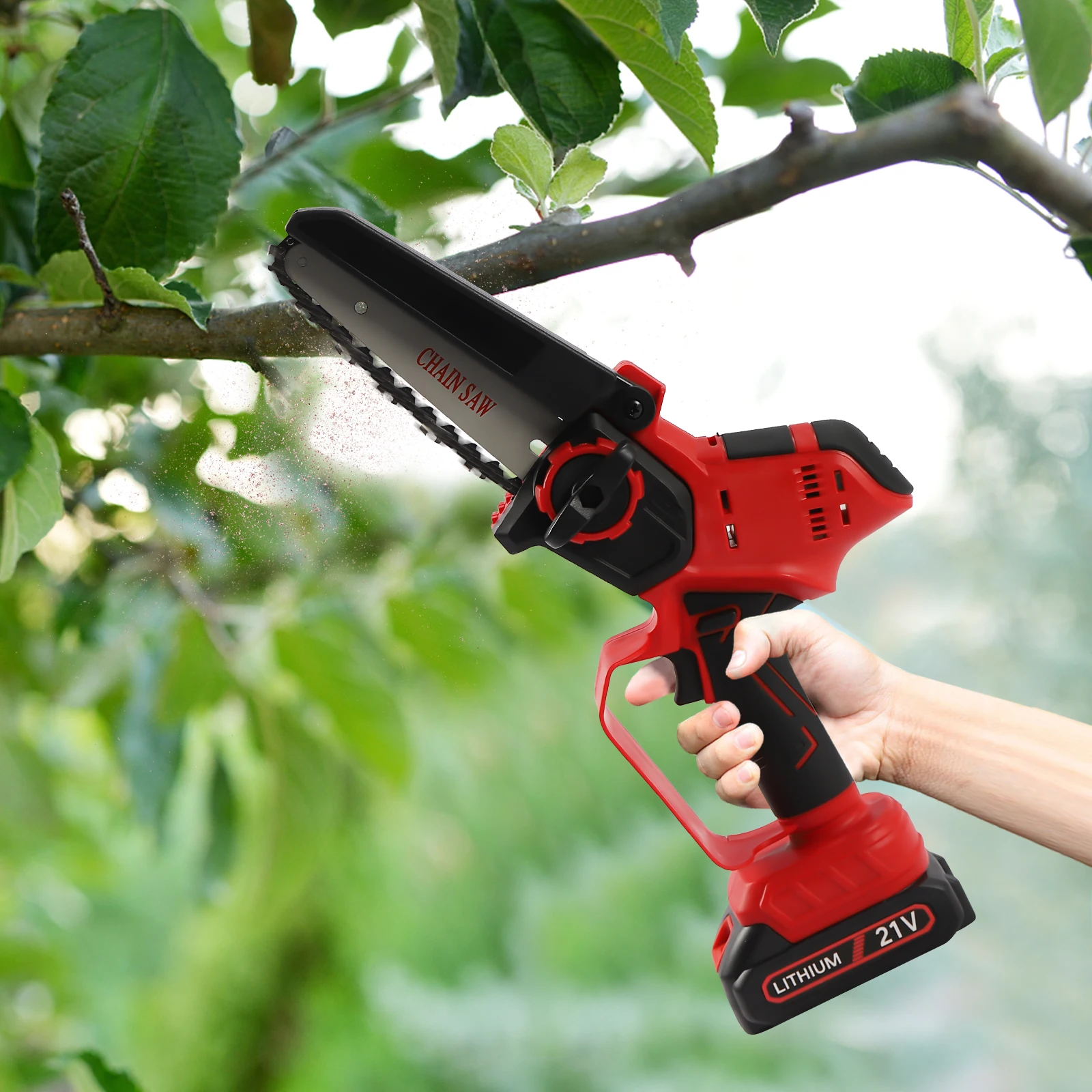 

Ручная литиевая цепная пила, портативная электрическая цепная пила, беспроводная пила для обрезки деревьев с аккумулятором для садовых работ и резки древесины