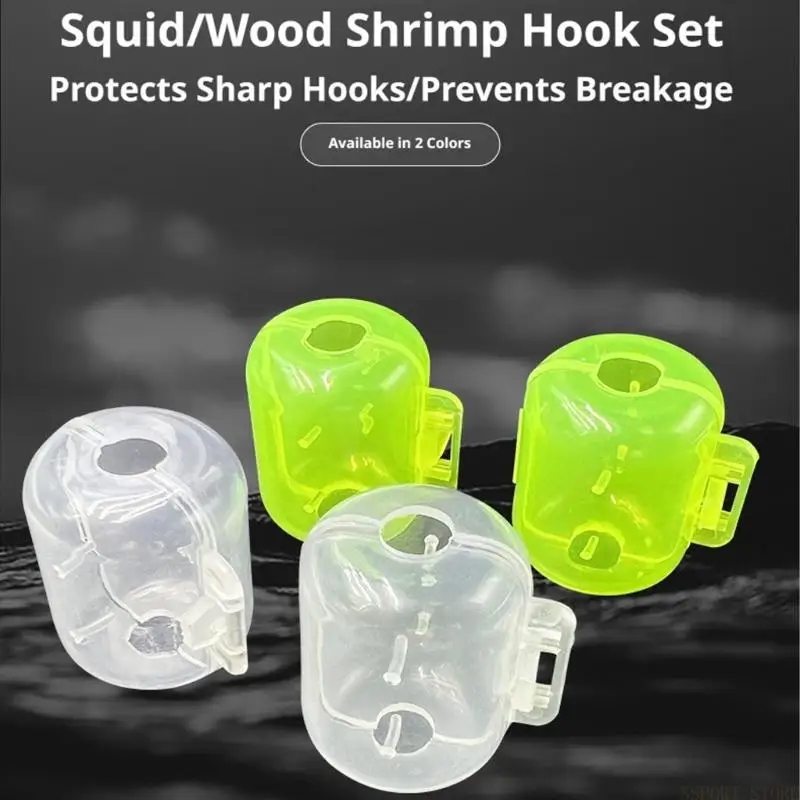 U2JB Squid Jig Hook Protective Cover Set for Tackle Box Storage, Plastic Hook Guard with Side Clip, 50 Pack for Anglers