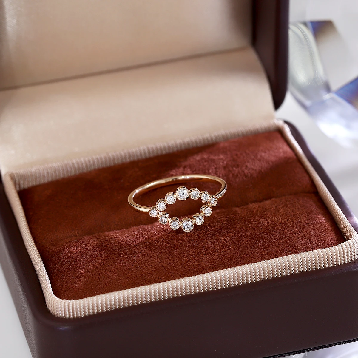 Provence 18K/14K/10K Gold Round Cut DEF/VS Bezel Set Lab-Grown Diamond Bridal Daily Wear Ring Anniversary gift