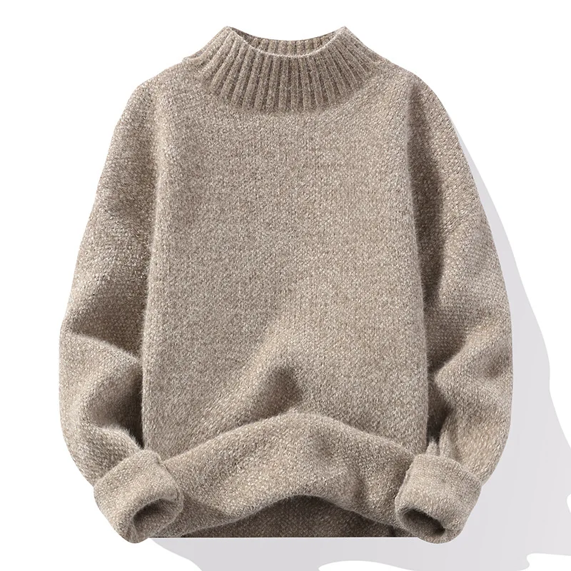 Men's Sweater 2023 Autumn/Winter Thickened Korean Edition Trend Solid Color Half High Collar