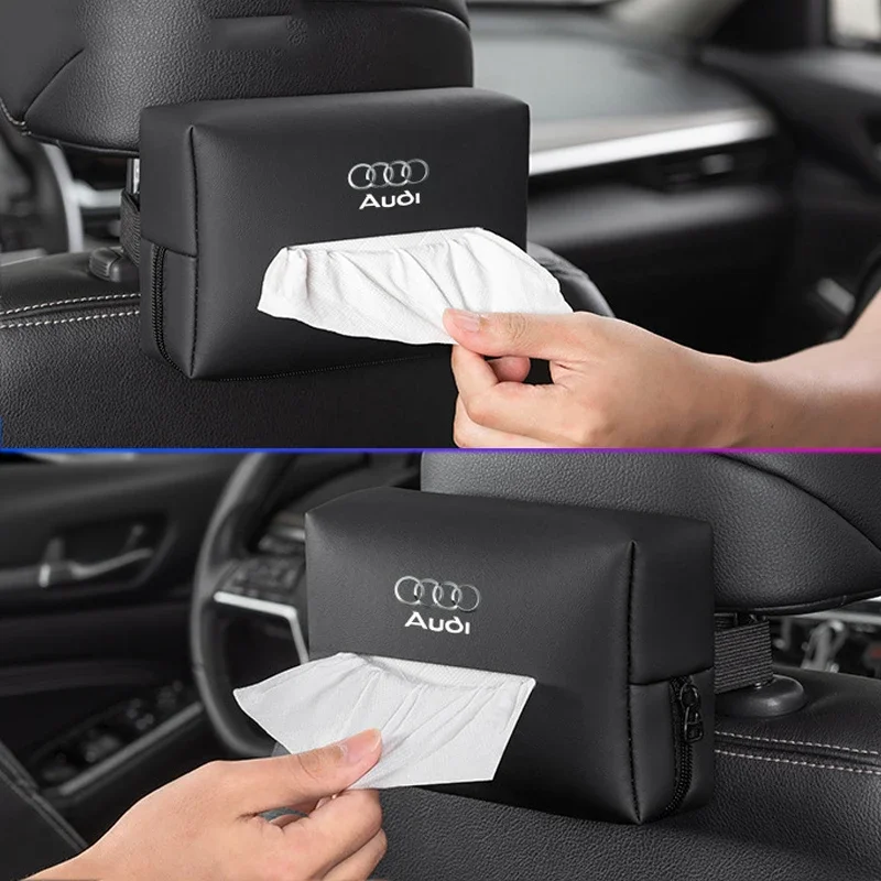 Leather Car Seat Back Tissue Box Storge Bag for Audi Sline TT RSQ5 S3 S4 S5 S6 S7 S8 A4 A6 A3 A4 A5 A6 A7 SQ5 SQ7 SQ3 Interior